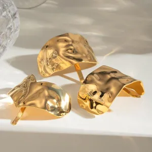 18K Gold Plated Stainless Steel Geometric Hammered Hairpin Hair Fork Clip