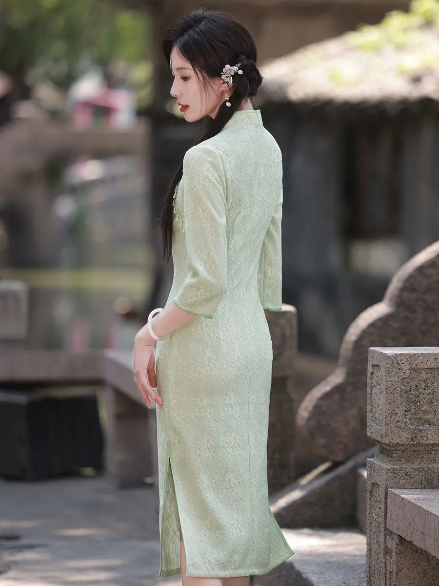 3/4 Sleeve Midi Cheongsam, Selene