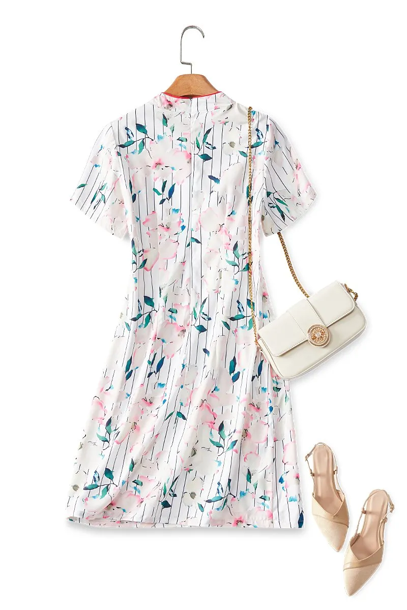 Adie Plus Size White Floral Cheongsam
