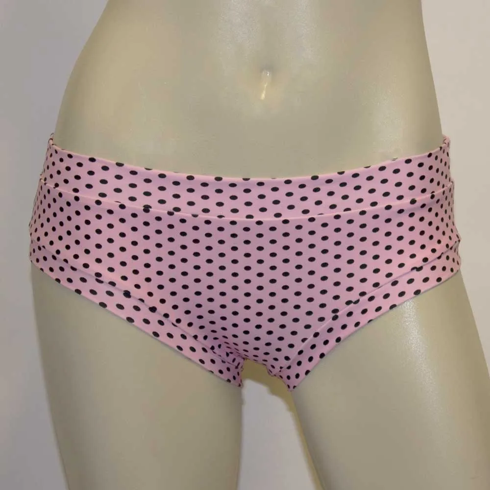 Booty Short- Light Pink with Black Polka Dots
