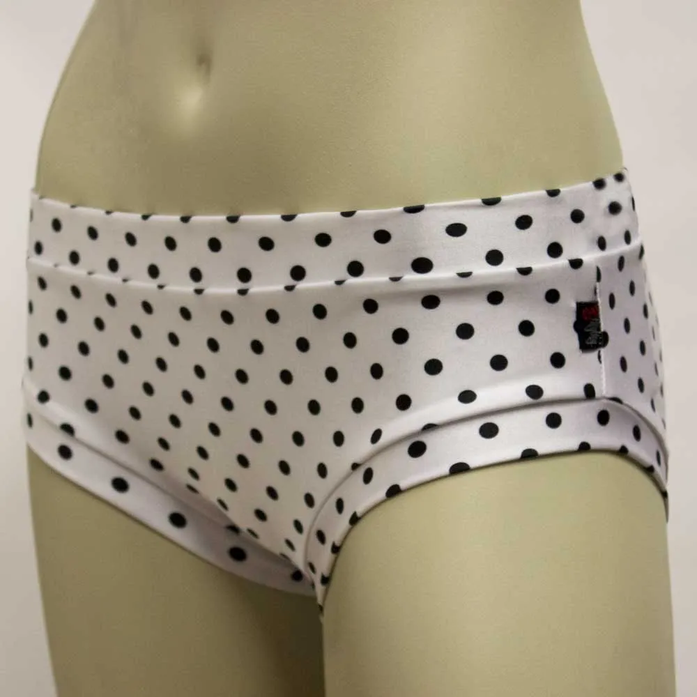 Booty Short- White with Black Polka Dots
