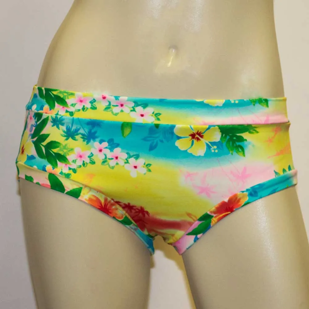 Booty Short- Yellow Tropical