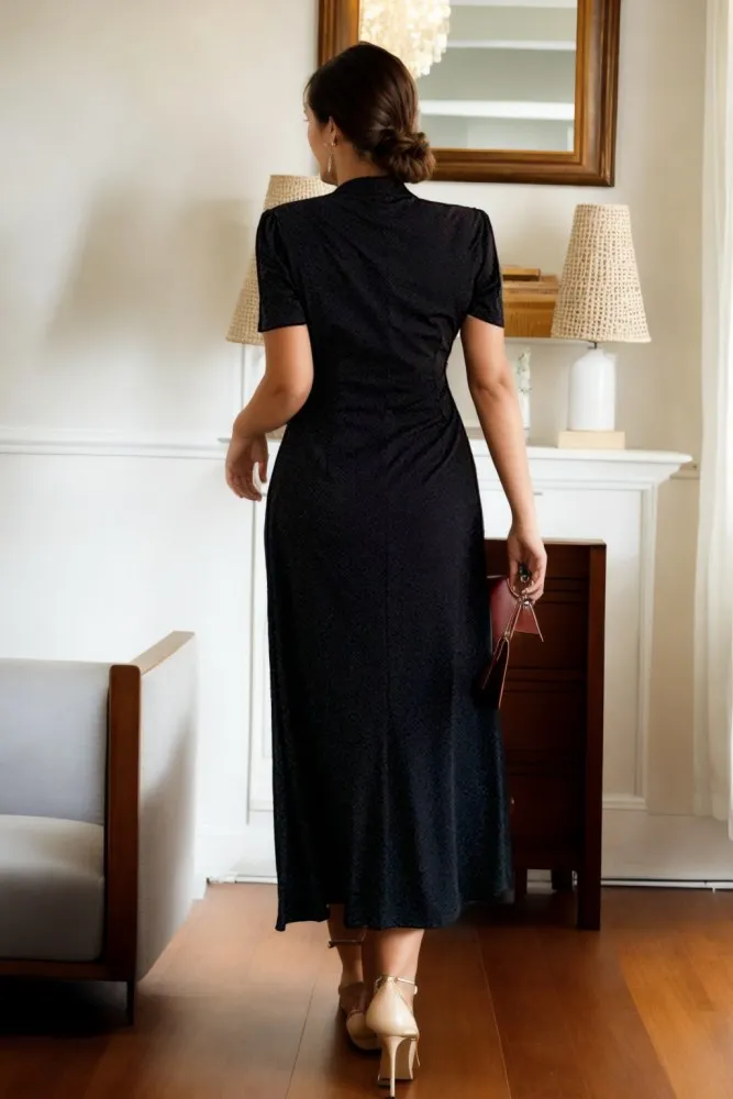 Cadence Plus Size Black Modern Qipao