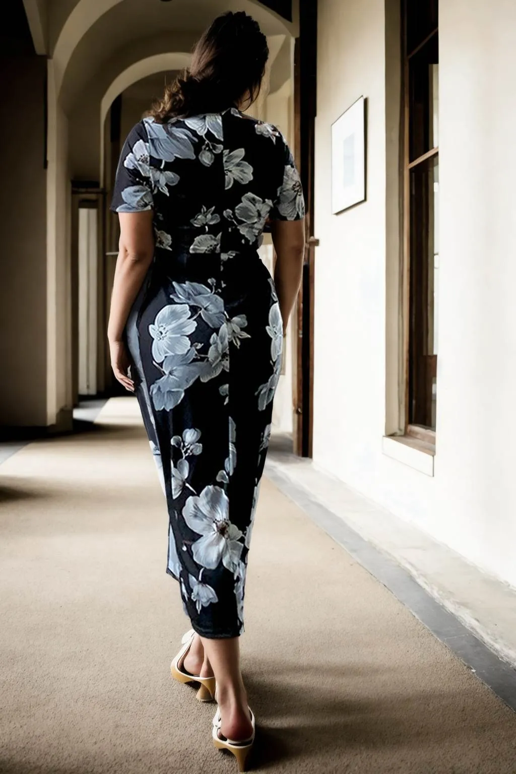 Cherie Plus Size Black Floral Cheongsam Chinese Dress