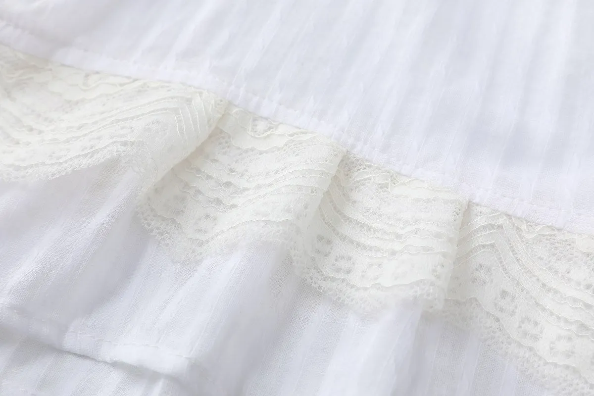 Laylin Plus Size White Qipao Blouse and Skirt Set