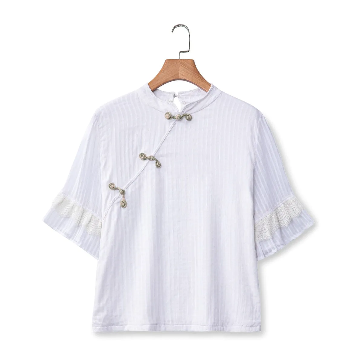 Laylin Plus Size White Qipao Blouse and Skirt Set