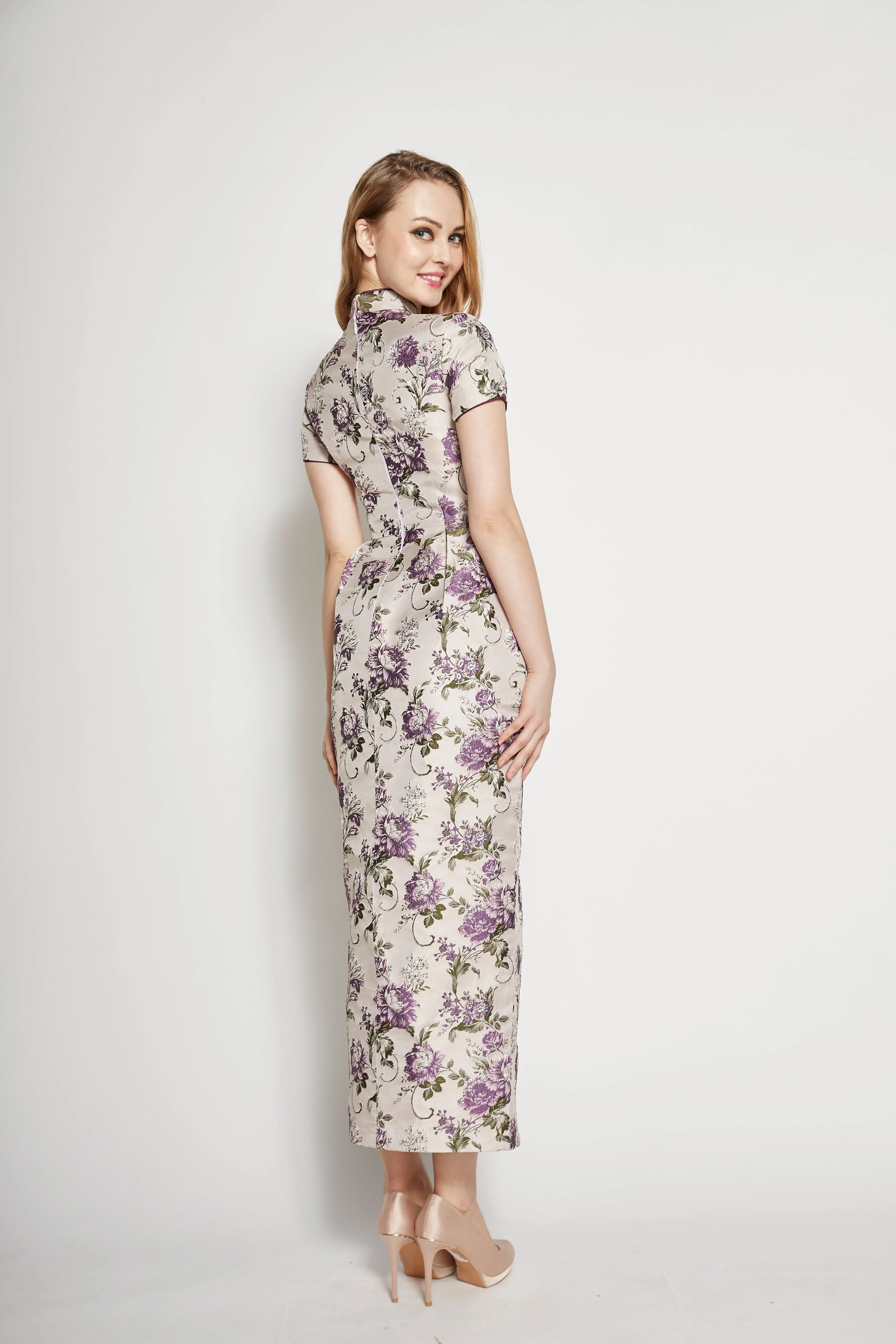 Pansy Brocade Long Qipao Dress