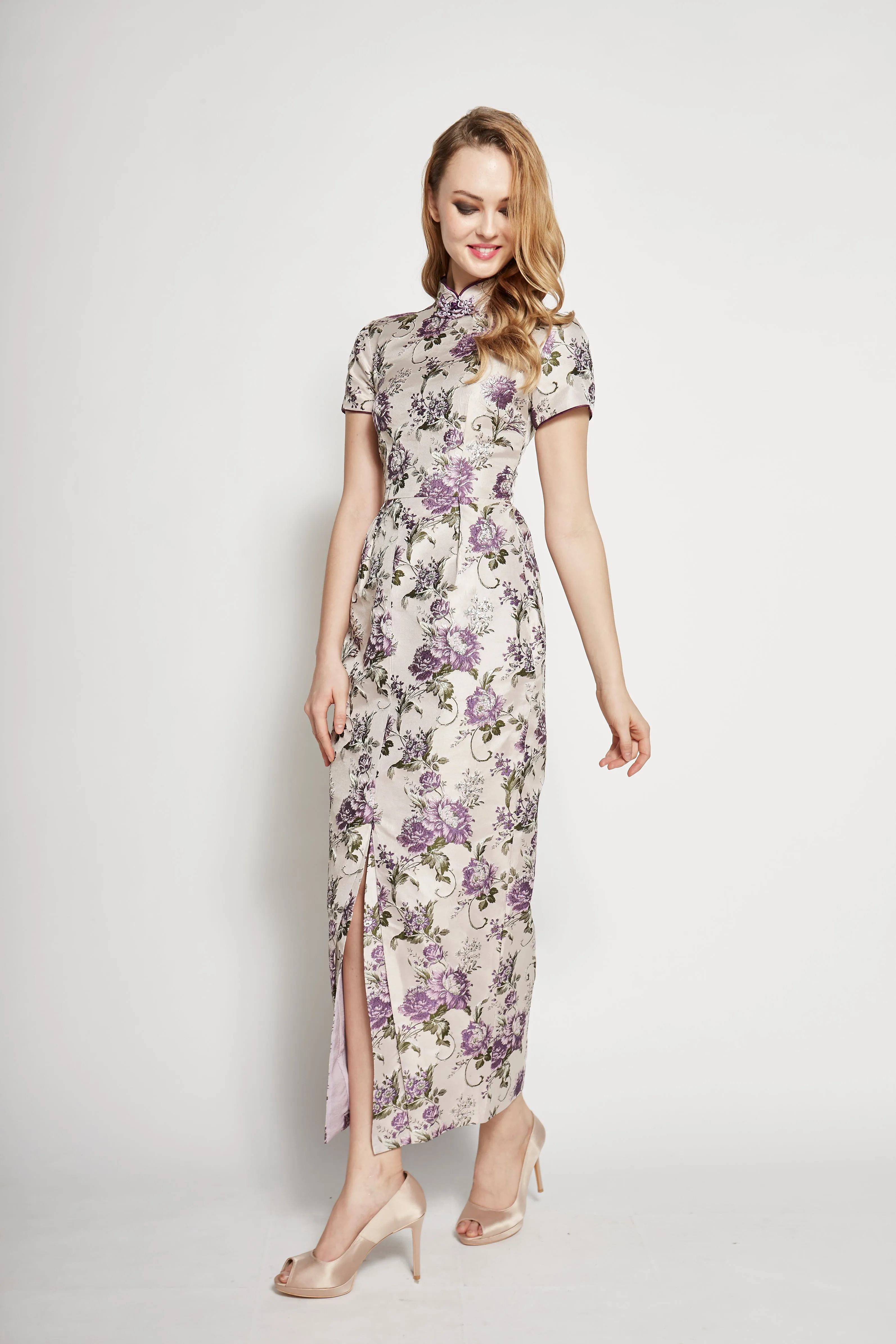 Pansy Brocade Long Qipao Dress
