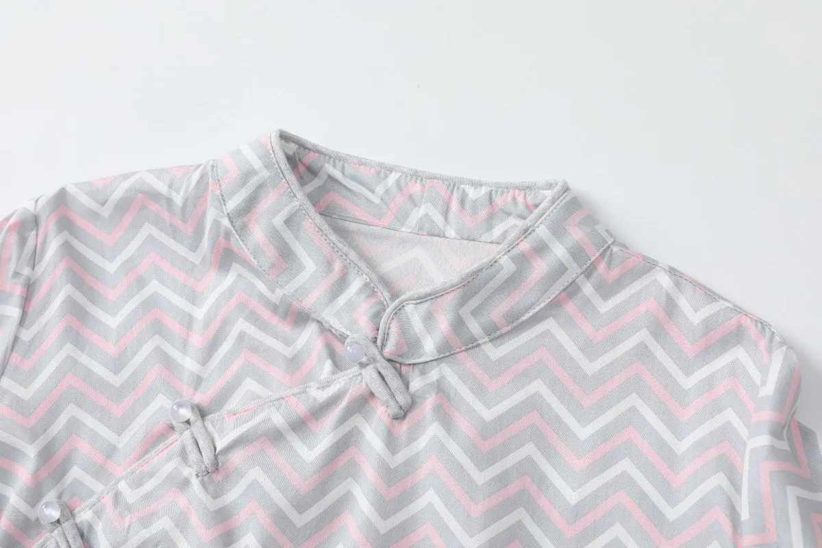 Petula Plus Size Chevron Casual Qipao