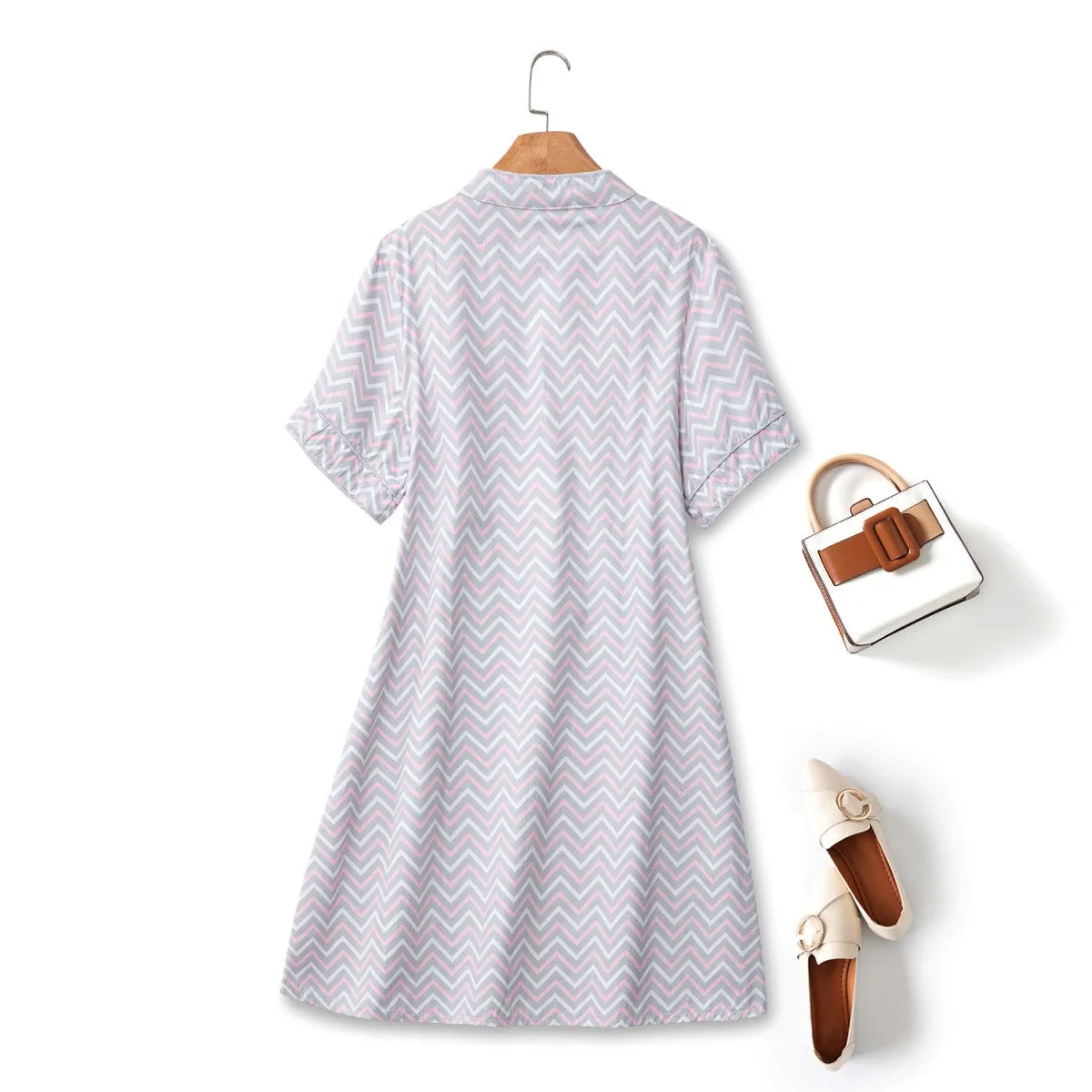Petula Plus Size Chevron Casual Qipao
