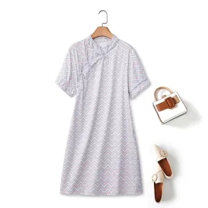 Petula Plus Size Chevron Casual Qipao