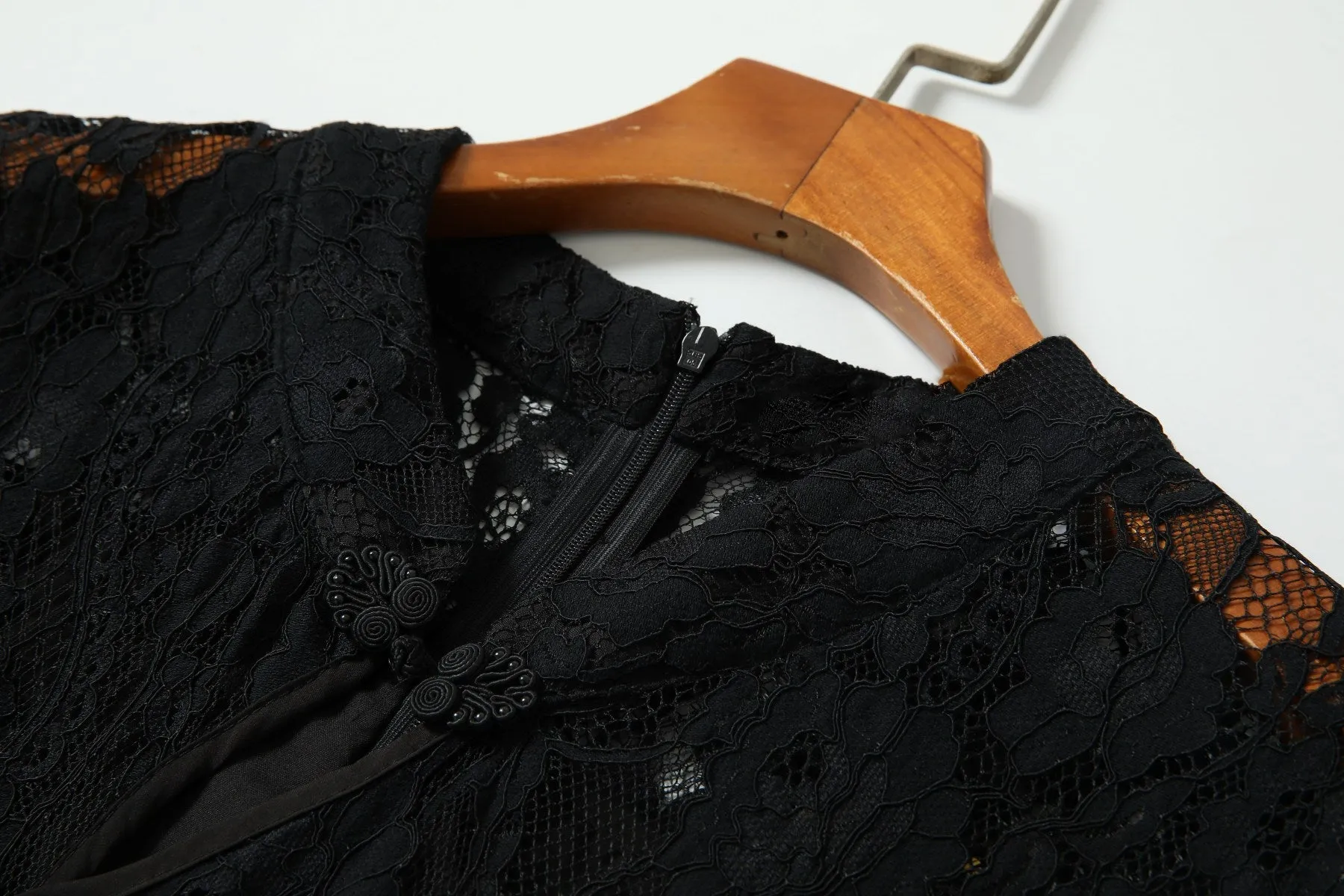Plus Size Black Lace Qipao