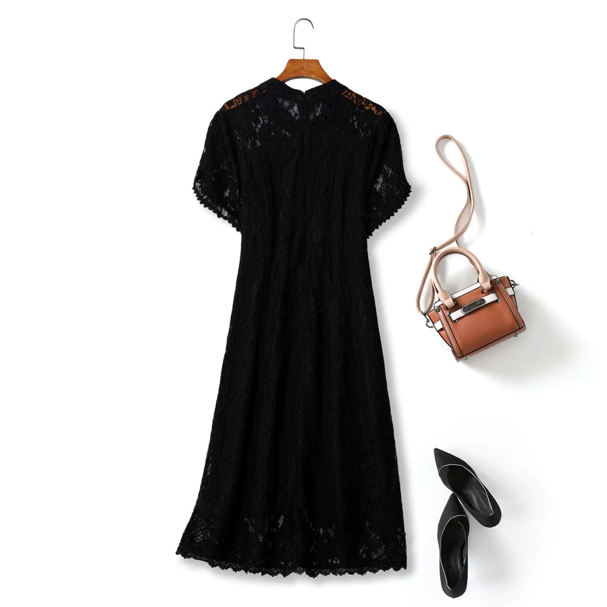Plus Size Black Lace Qipao