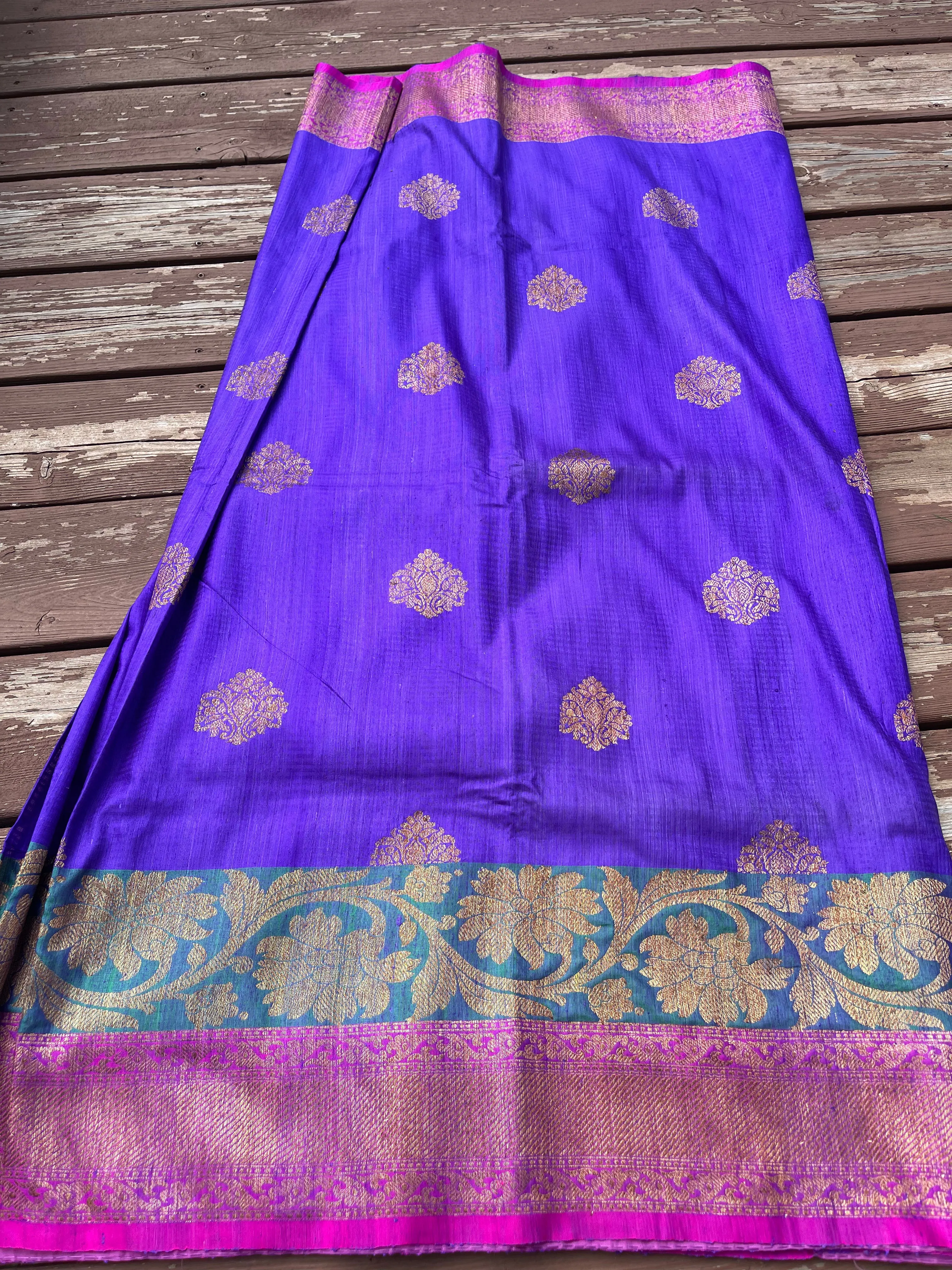 Purple Dupion Raw Silk Saree