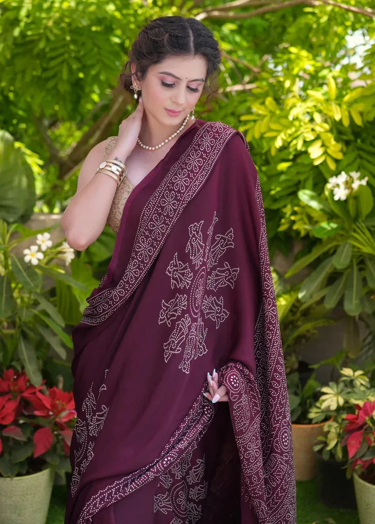 PURPLE WINE MODAL SILK SAREE WITH TISSUE PALLU