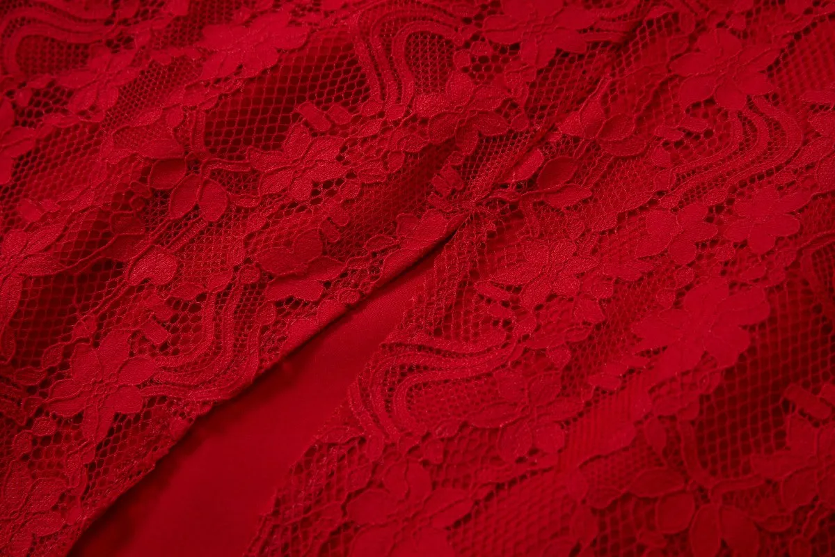 Saige Plus Size Red Long Sleeve Qipao