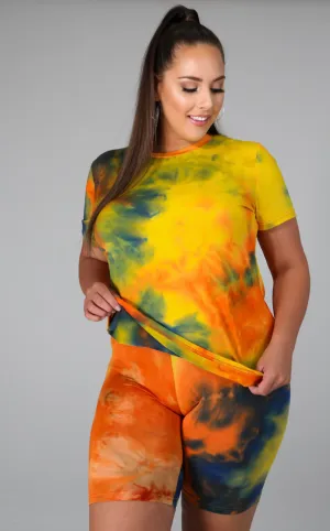 Tie Dye 2 Piece Biker Short Set