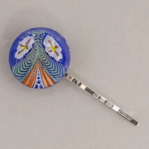 Vintage Czech pressed glass button hair pin. One of a kind. ac-h-201